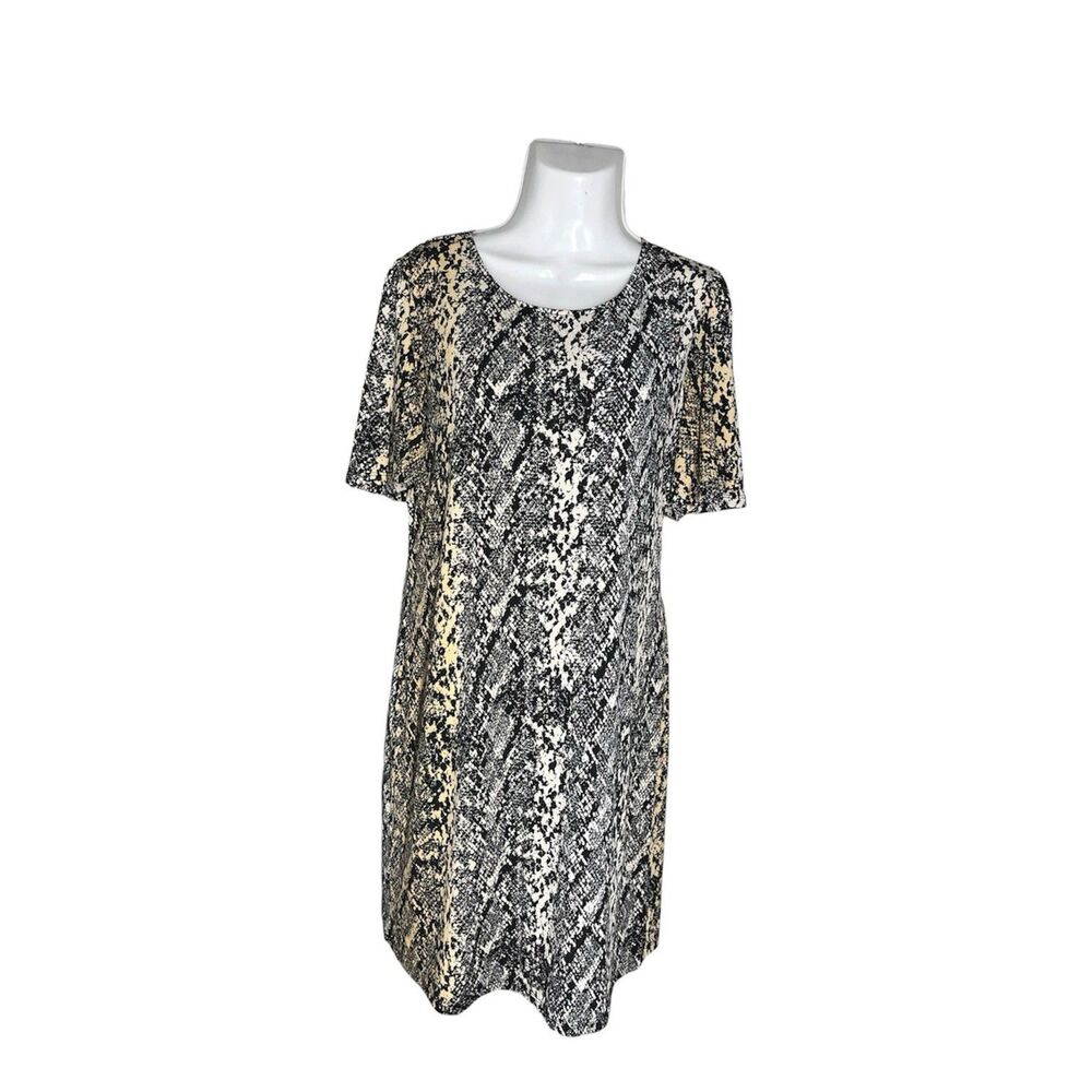 Alexandra + Oak Women M Shirt Dress Snakeskin Print Short Sleeve Everyday Knit